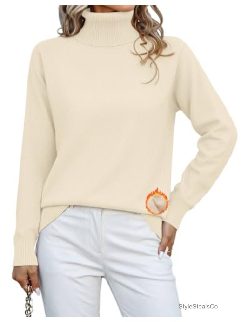 Turtleneck Sweater Fleece Sherpa Lined Long Sleeve Pullover